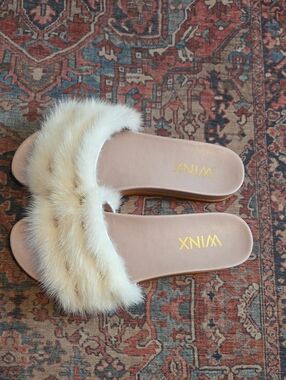 Winx Cream Faux Fur Slide Sandals - Women's